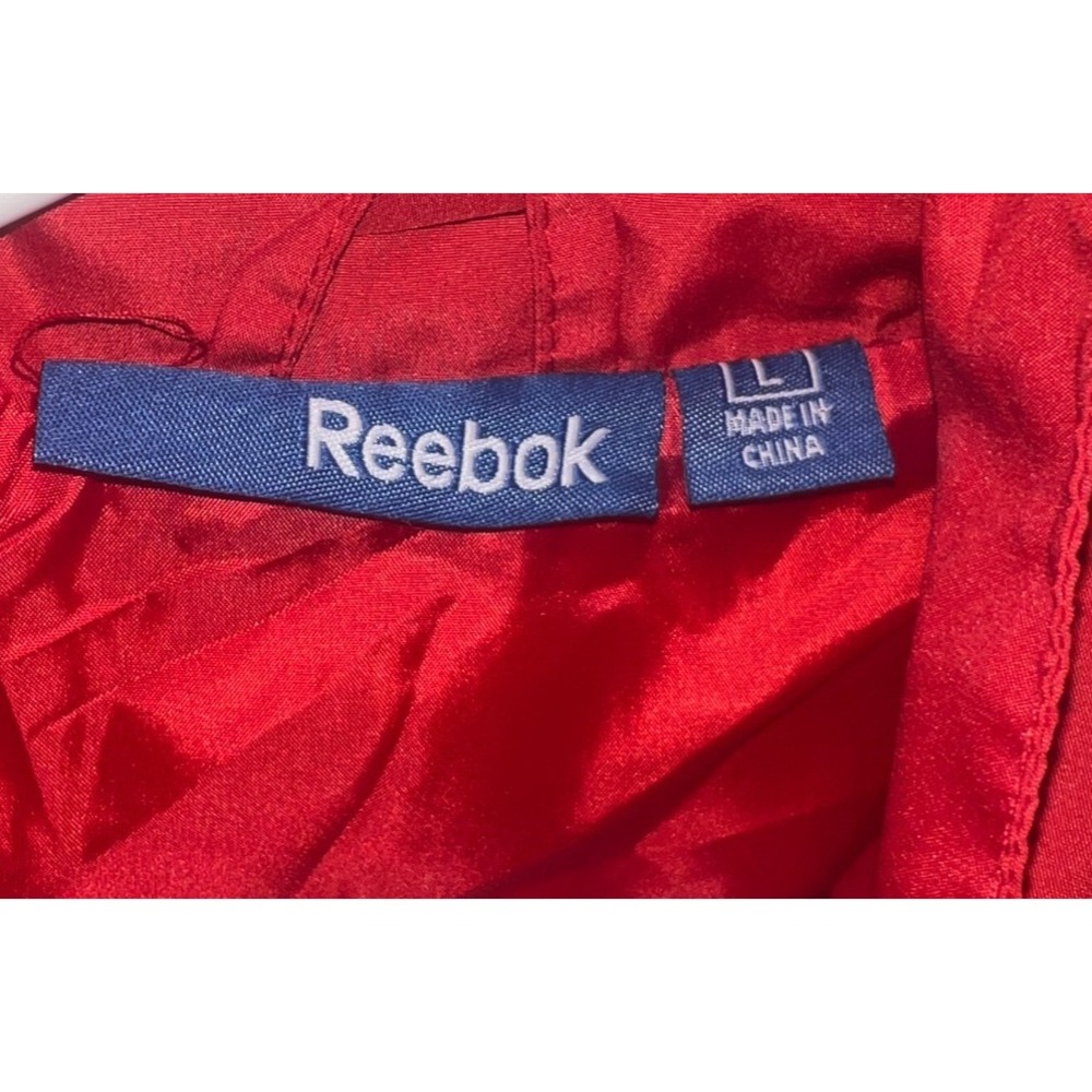 Reebok Performer Men's Large Red White Nylon Track Full Zip Up Windbreaker - Picture 3 of 10